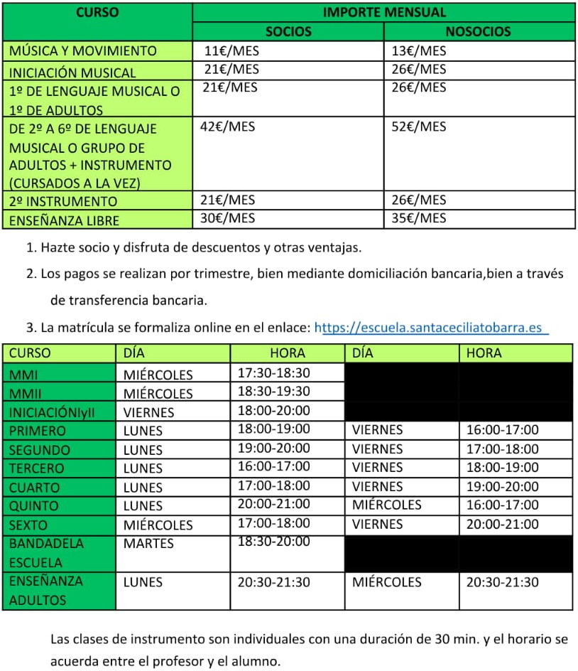 Información sobre la Matricula 25-26